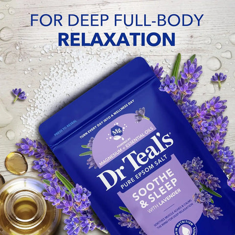 Dr Teal's Epsom Salt Magnesium Soak, Lavender & Eucalyptus Duo Bundle, 3 lbs (Pack of 2)
