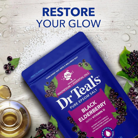 Dr Teal's Epsom Salt Magnesium Soak, Black Elderberry, 3 lbs