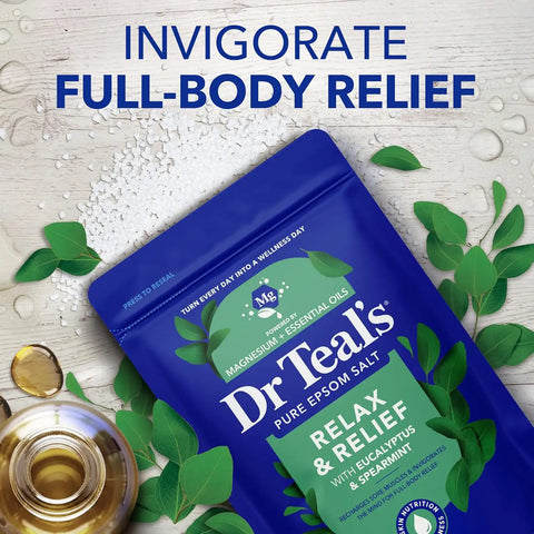 Dr Teal's Epsom Salt Magnesium Soak, Lavender, Eucalyptus & Wellness Trio, 3 lbs (Pack of 3)